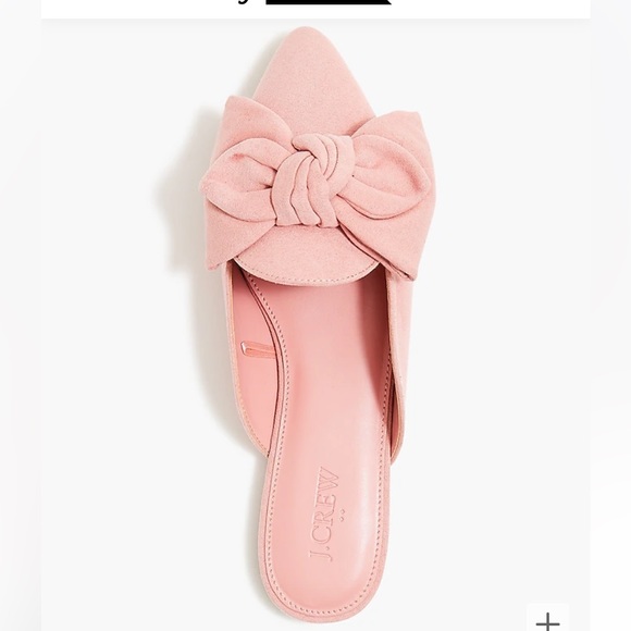 J.Crew Factory NWT Sueded Bow Mules, Sweet Rose, size 7.5 - Picture 2 of 4